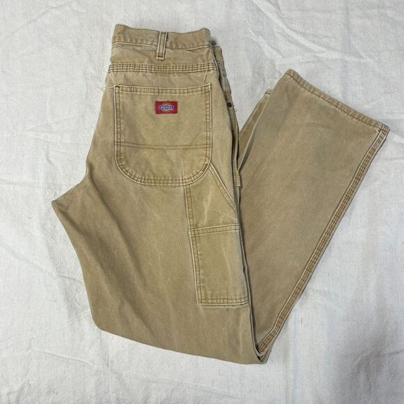 Dickies Other - Dickies Work Pants Mens 32x3x Beige Canvas Work Wear Relaxed Fit Carpenter Logo
